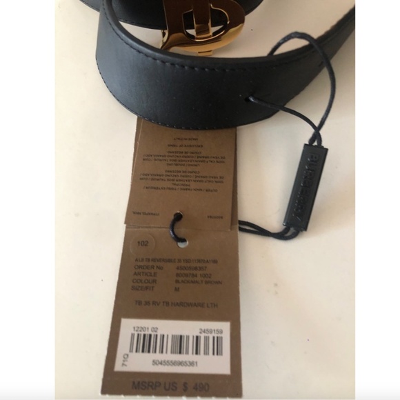 Burberry Black/Brown with Tag  Logo Buckle Reversible Leather Belt - Picture 7 of 13